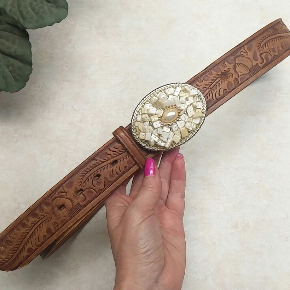 Wright 704 Tooled leather cowgirl belt - Picture 7 of 7